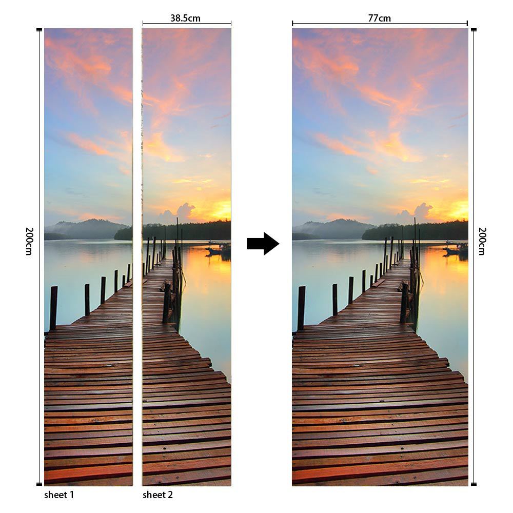 Pegatinas para puertas 3D respetuosas con el medio ambiente, autoadhesivos, fabricantes de origen al por mayor, patrones populares transfronterizos de alta definición, adhesivos para puertas impermeables, a prueba de aceite y antiincrustantes