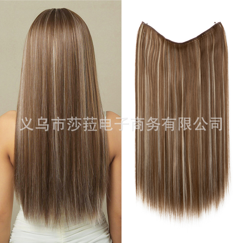 速卖通热卖一片式无痕接发假发片欧美热卖卡子发渔线发帘假发女|undefined