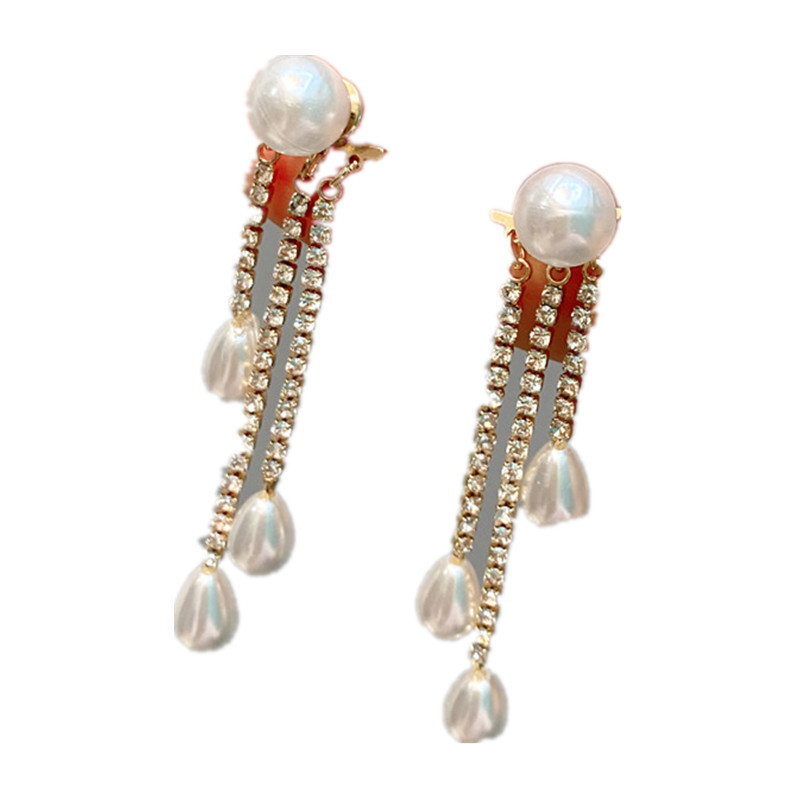 D154 Irregular Three Pearl Tassel Earrings Water Drop Beads Exquisite Detachable Ear Rings Dual-use Eardrops Sweet display picture 8