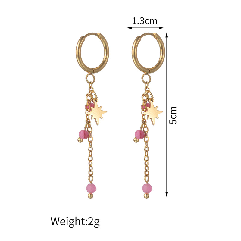 5g Weight PVD Coated Real Gold Plated Star Stainless Steel Simple Style Classic Style Waterproof Non Tarnish Charm Sleeper Hoop Earrings Drop Earrings