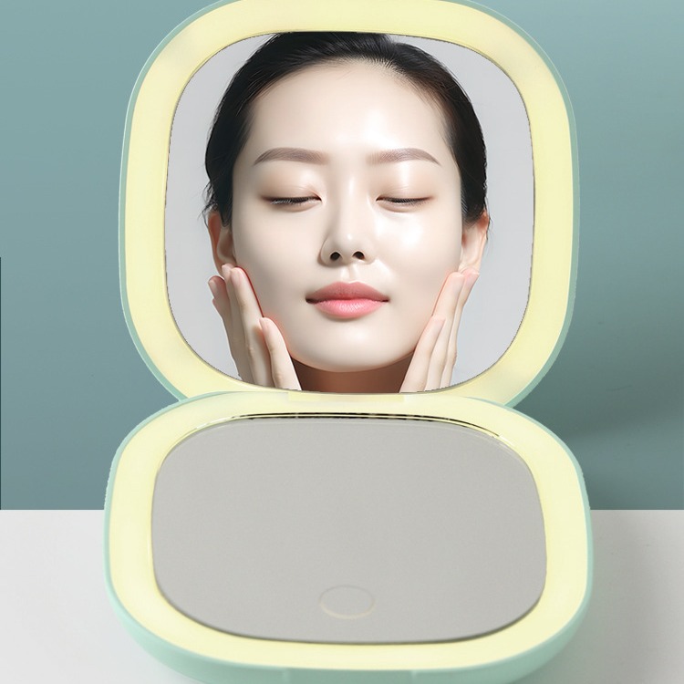 Nuevo espejo de maquillaje plegable LED portátil, espejo de maquillaje LED de doble cara, espejo de maquillaje inteligente, espejo de maquillaje de mejora de la luz