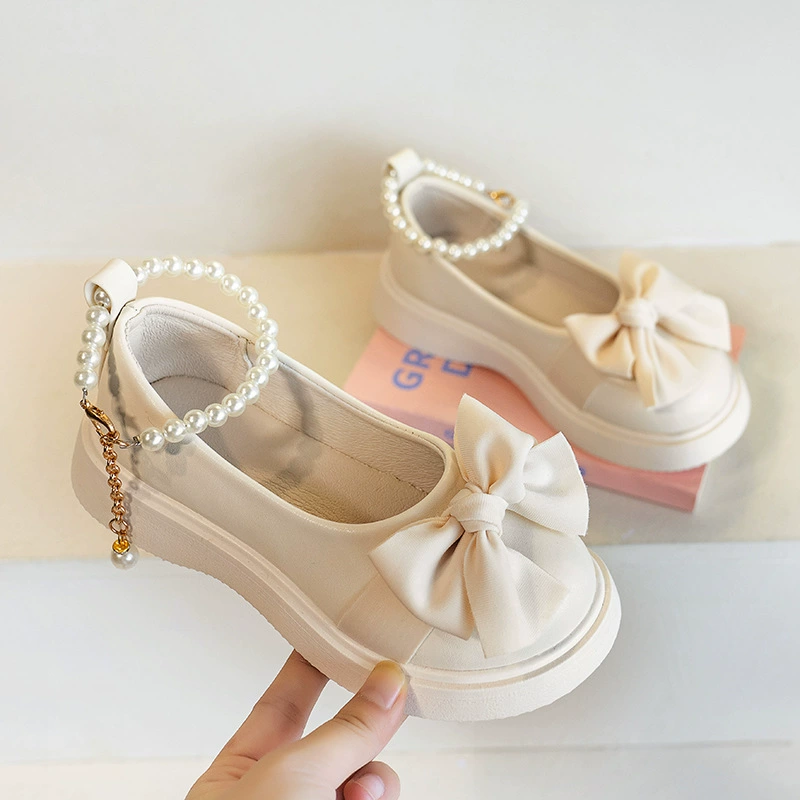 Кожаные туфли для девочек 2024 весной новые одиночные туфли для детей