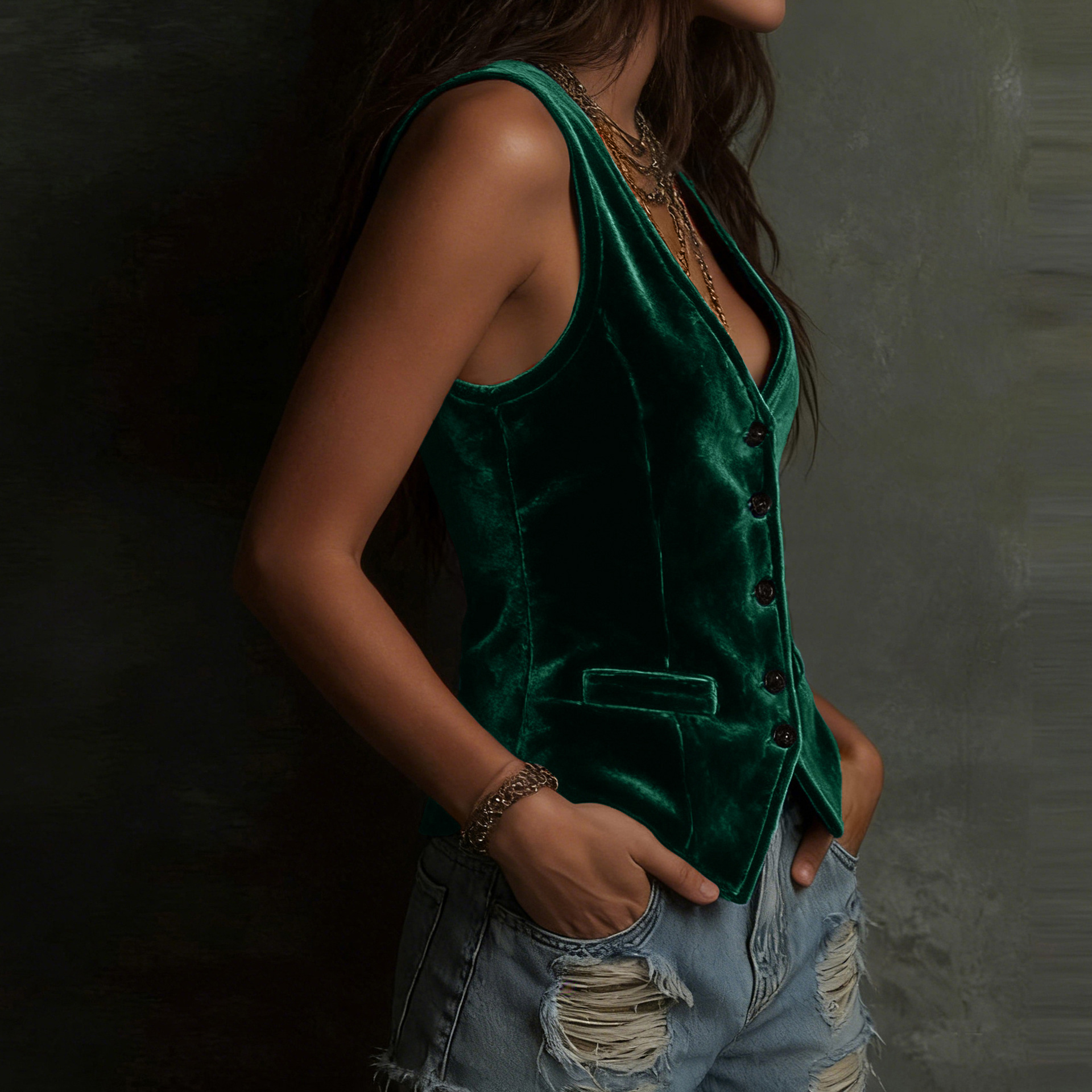 Essential V-Neck Sleeveless Vest For Women, Lightweight Button-Front Layering Tank Top, Versatile Casual And Office Wear_ecoleips.com