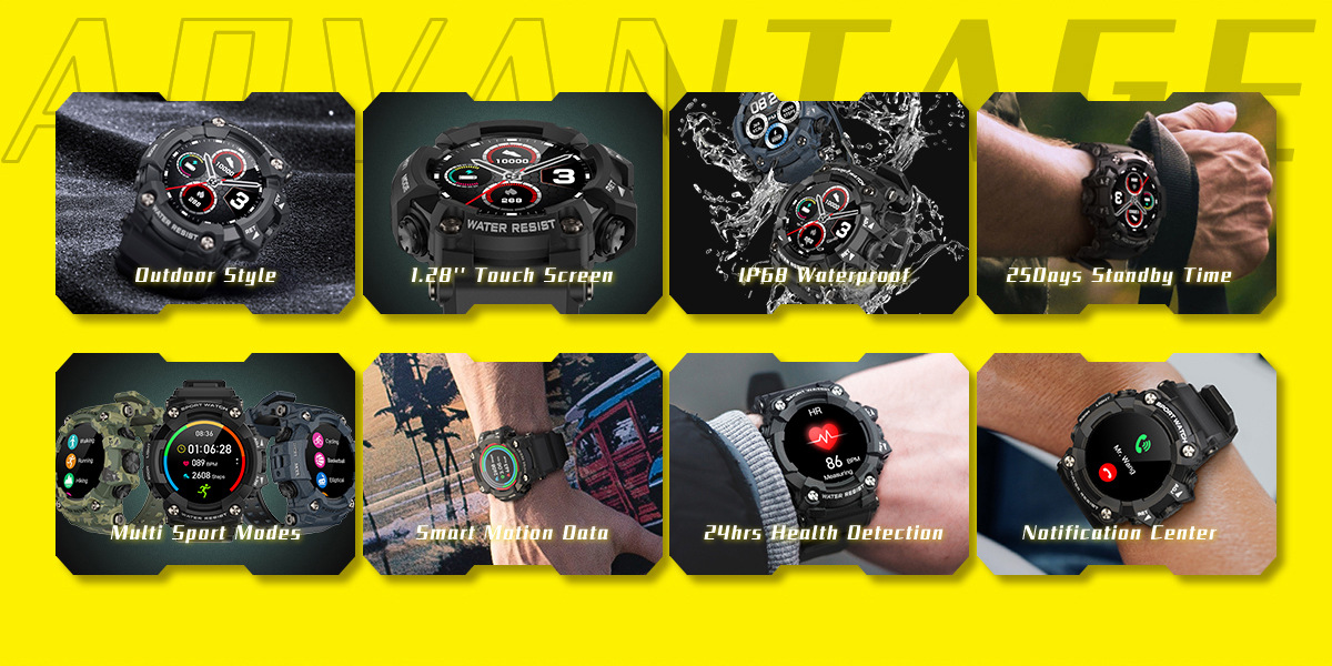 Nuovo orologio da uomo di vendita caldo T6 Tre prevenzione Sport all'aria aperta Smart Watch Full Circle IP68 da 1,28 pollici Impermeabile Modalità sportive multiple_voghion.com