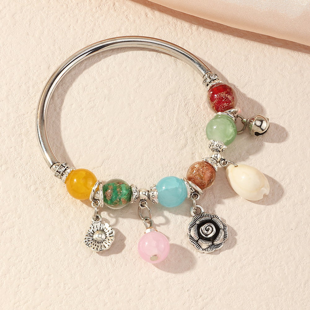 Glass Bead Shell Flower Pendant Adjustable Bracelet wholesale jewelry Nihaojewelry