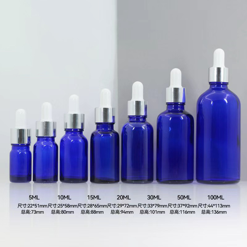 Transparent 50ml Glass Essential Oil Bottle Green Blue Dropper Bottle Lotion Sample Bottle Plastic Tip Dropper Bottle Empty Bottle