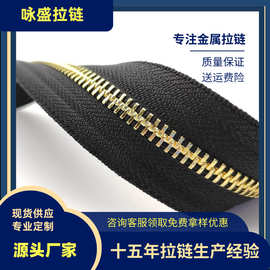 定制5号金属拉链枪色铜质Y型牙码装拉链箱包拉链闭尾双向拉链自锁