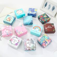 厂家批发质感彩印热带雨林独角兽手链耳钉项链手镯首饰盒 饰品盒