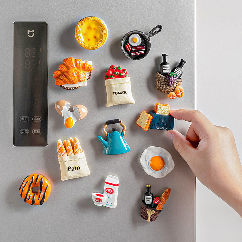 亚克力冰箱贴美食3立体食物磁力性装饰鸡蛋面包创意磁性贴热