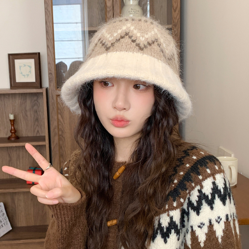 韩版冬季户外旅行帽子女款时尚百搭针织渔夫帽大头围显脸小水桶帽|undefined