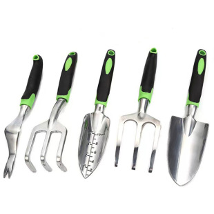 Flower Shovel Gardening Tools Five-Piece Set Garden Shovel Loose Soil for Growing Vegetables and Flowers Stainless Steel Aluminum Alloy Small Shovel Rake Turning Soil