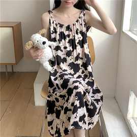 棉绸今年年轻人睡裙新款夏季吊带甜美睡衣家居服宽松性感洋气裙子