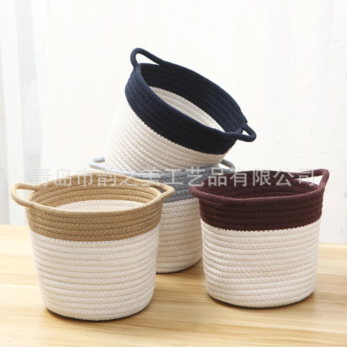 Factory direct sewing process two-color mixed weaving sundries basket, sundries bucket, woven basket storage basket