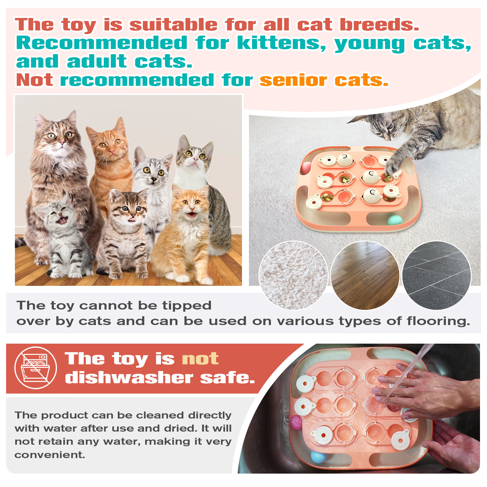 Interactive Cat Treasure Toy with Track Balls, Puzzle Feeder & Dual Difficulty