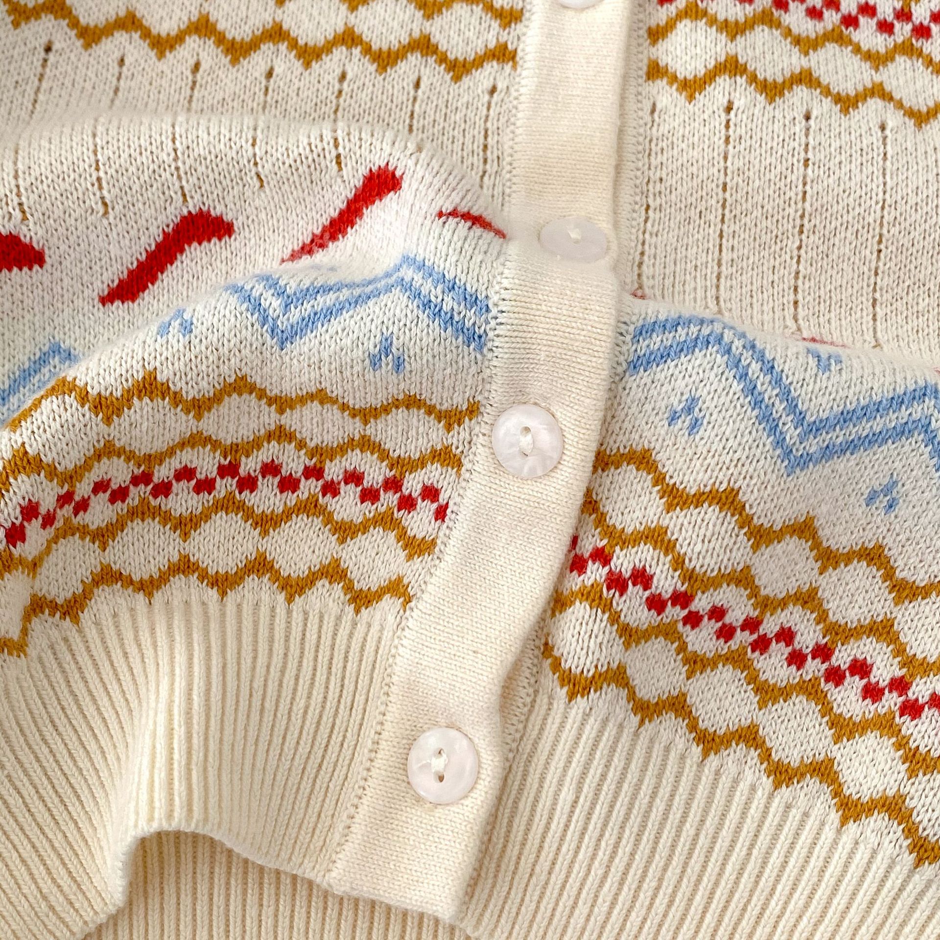 2024 őszi új unisex jacquard kötött szett fiúknak, lányoknak, babáknak, hosszú ujjú kardigán és khaki színben külön-külön_voghion.com