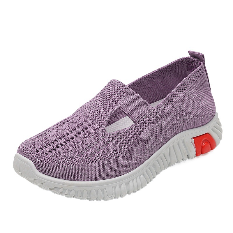 Directo de fábrica verano nueva superficie de malla transpirable volando tejido madre de mediana edad y ancianos zapatos cómodos antideslizantes zapatos de baile cuadrados de mujer