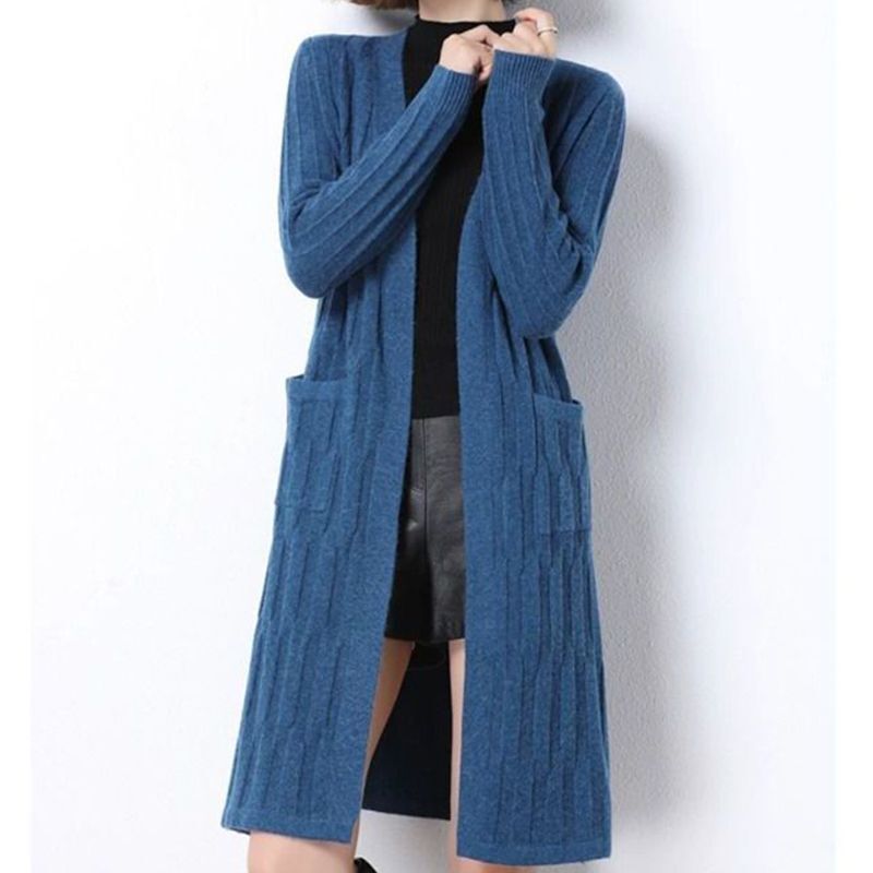 Spring and autumn women's new fashion knitted cardigan, long-sleeved, thin, mid-length outerwear, spring and autumn shawl, Korean-style cardigan for women
