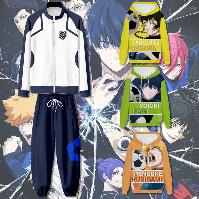 Cross border AliExpress BLUE LOCK BLUE prison perimeter 3D print cos stand collar jacket trousers sports suit