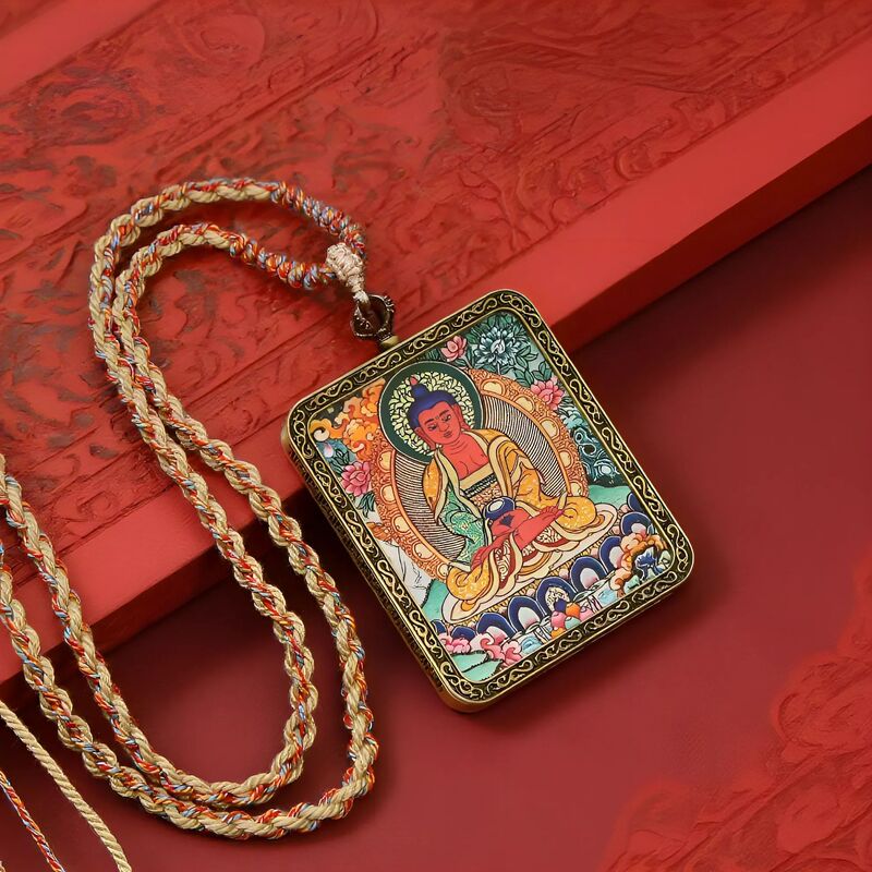 十二生肖八大守护神唐卡画像菩萨项链配饰藏式方形吊坠嘎乌盒祈福|undefined