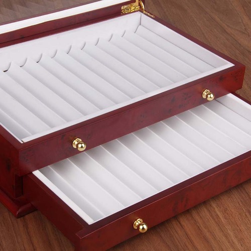 Pen Box 25 Pieces Wood Pen Display Box Stationery Box 25 Compartments Enamel Pen Storage Box Wooden Box