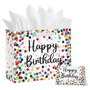 Amazon's Best-Selling Customizable Large-Size Birthday Gift Packaging Hand-Held Paper Bag with Tissue Paper and Card