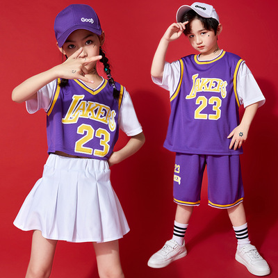 Children girls purple cheerleaders performance uniforms basketball jersey cuhk child quick-drying suit boy students cheerleading gogo dancers dance outfits girls