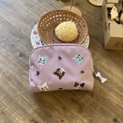 新品インスタ可爱い刺繍猫ポーチ大容量ポータブル口紅エアークッション収納デリケート雑物入れ