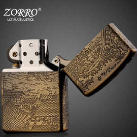 香港原装zorro佐罗煤油打火机 ZJ-003清明上河图创意高档防风批发