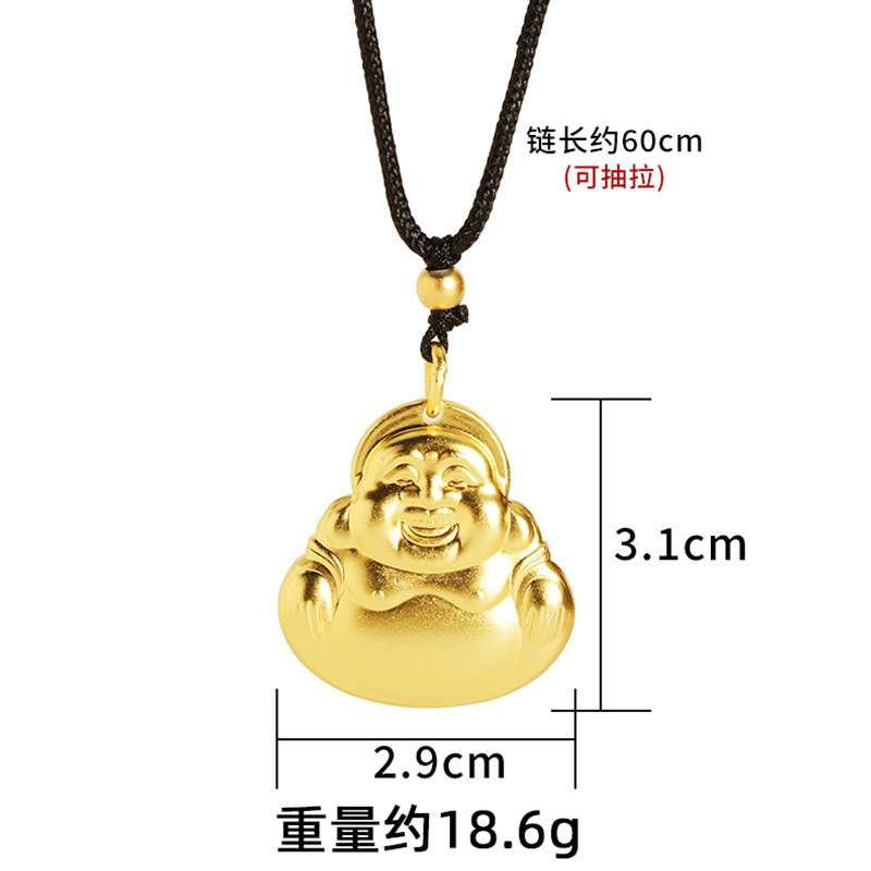 Antiguo patrimonio arena oro Maitreya collar tienda de oro mismo estilo hombres y mujeres vintage cobre aleación joyería colgante cuerda negro colgante