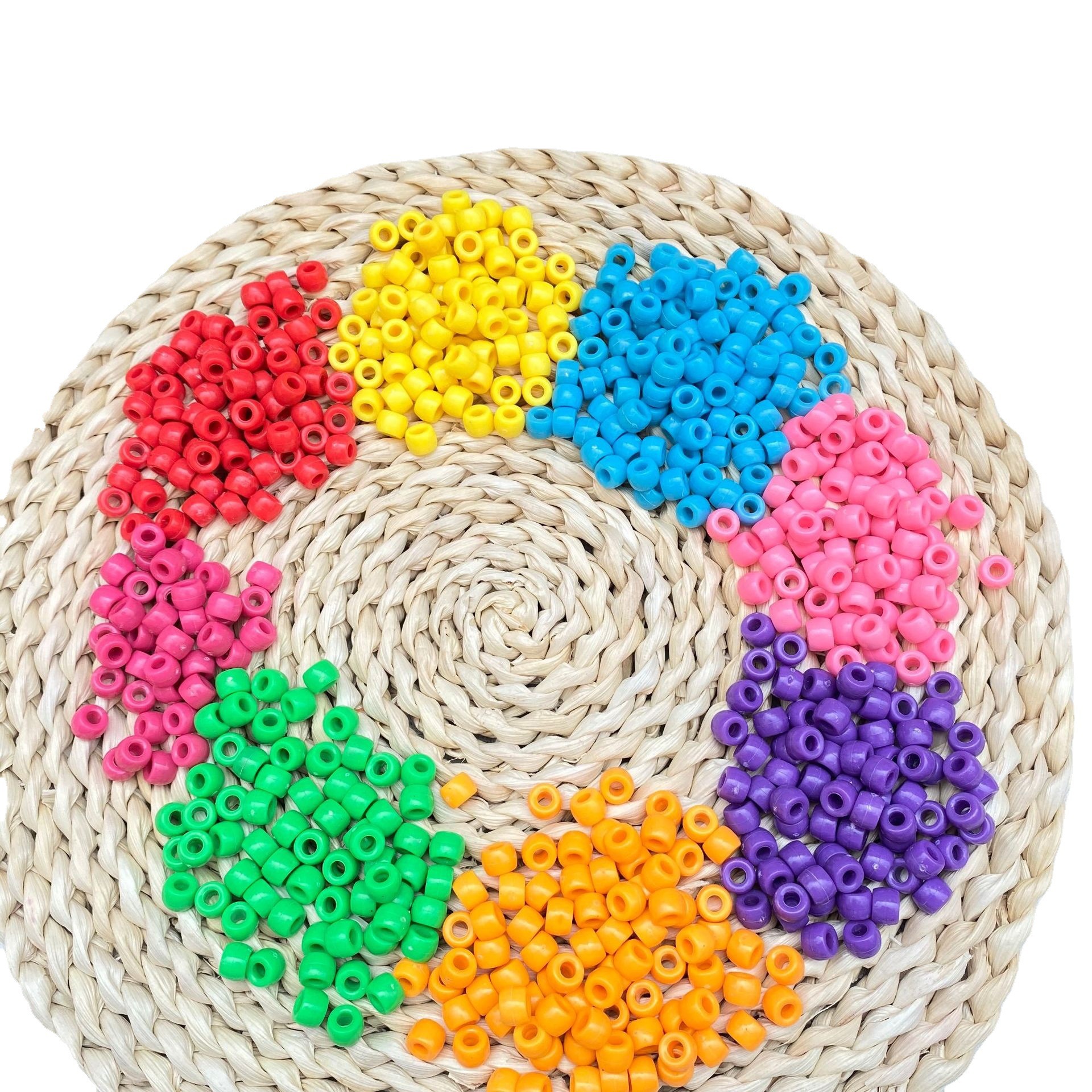 厂家供应手工串珠配件 6*9mm实色塑料桶珠 亚克力桶珠DL