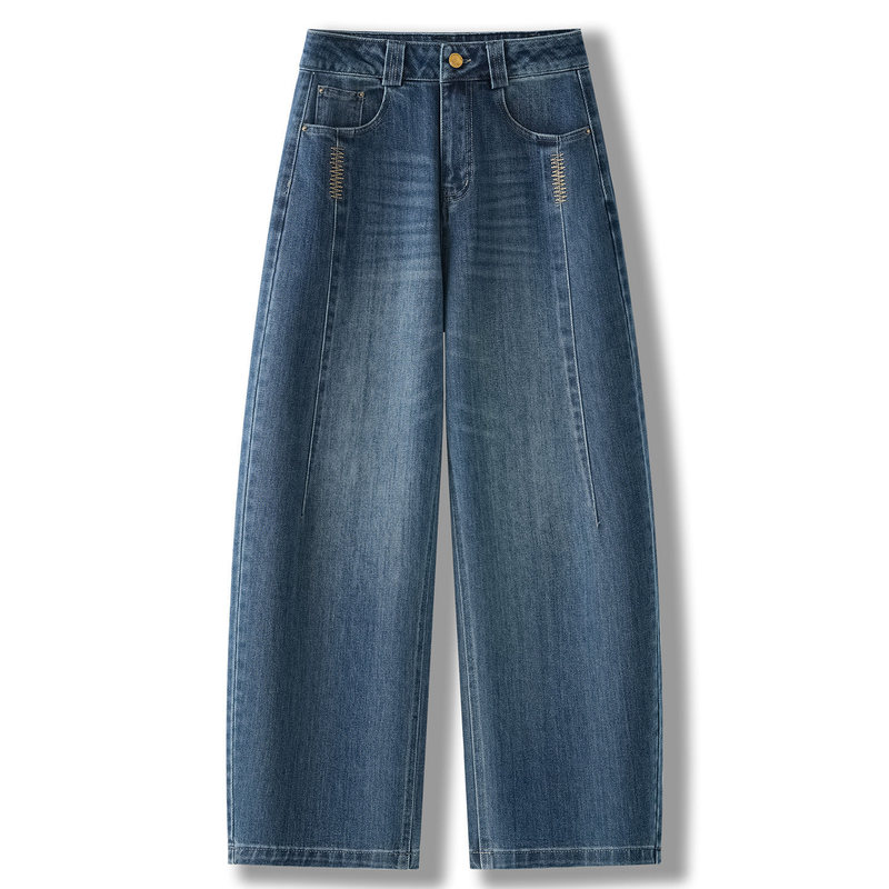 High-end denim scythe pants for women, new 2026 autumn model, super popular pants for petite women, high-waisted slim-fit scythe pants