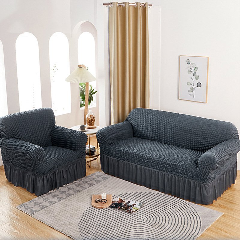 Falda funda de sofá de gasa de burbujas todo incluido cubierta elástica cubierta antipolvo cubierta de sofá al por mayor transfronteriza cojín de toalla de sofá antideslizante