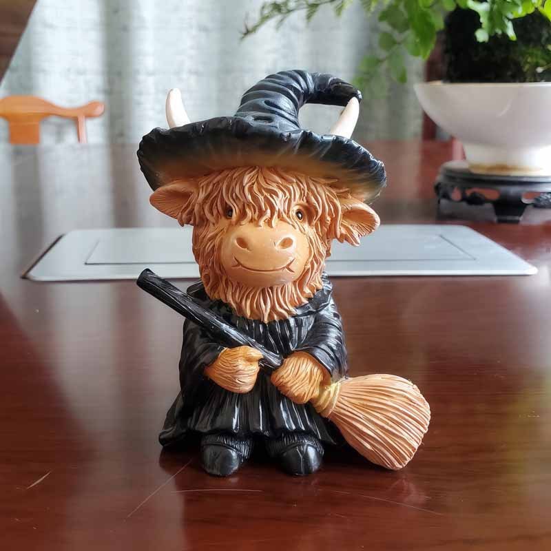 クロスボーダーハロウィン新しいかわいいハイランド牛ホームギフトクリスマスの日の雰囲気の装飾樹脂装飾品|undefined