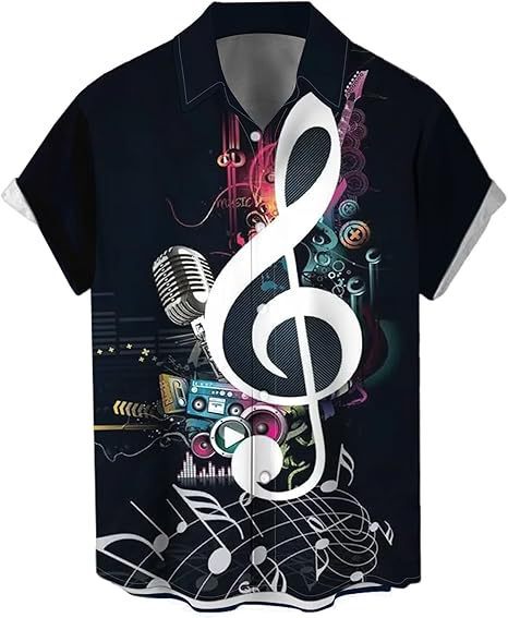 クロスボーダーファッション音楽プリントシャツメンズヨーロッパとアメリカの貿易アマゾンルーズ夏半袖ロックシャツ男性用|undefined