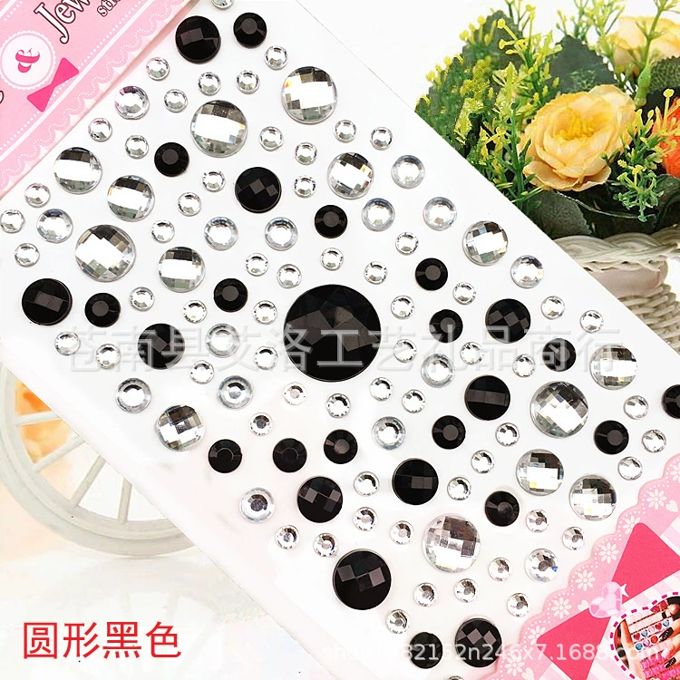 Crystal Patch Acrylic Gem Stickers, Plum Blossom & Heart Designs, 18 × 8.5 cm