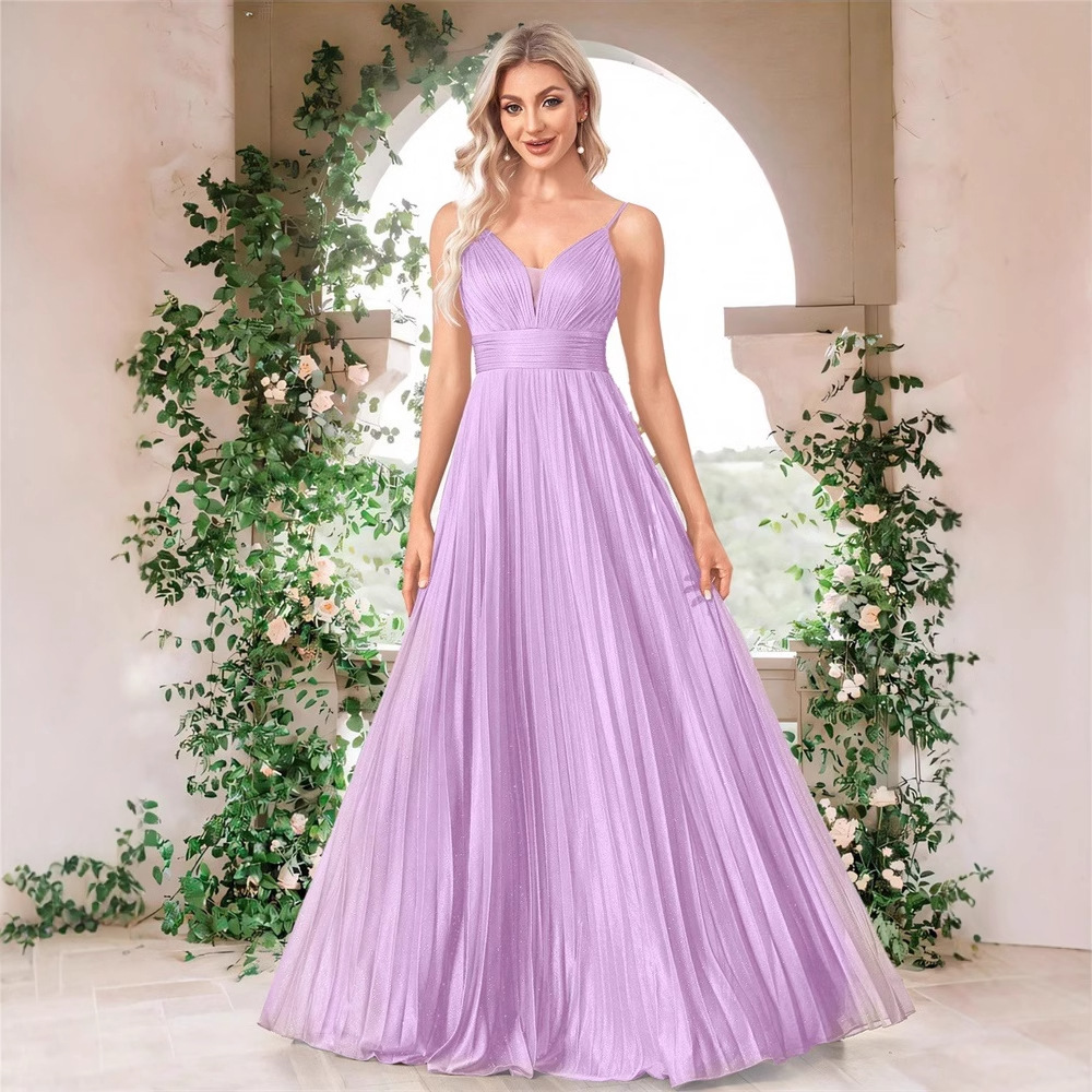 Cross-border European and American New Sling Evening Dress Women's Banquet Sexy Backless Elegant Slim-fit Dress Blue dress Women