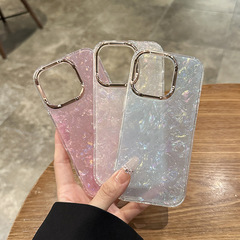 インスタ映えするキラキラシェル柄 iPhone17promax用スマホケース Apple16対応 高級耐衝撃保護カバー