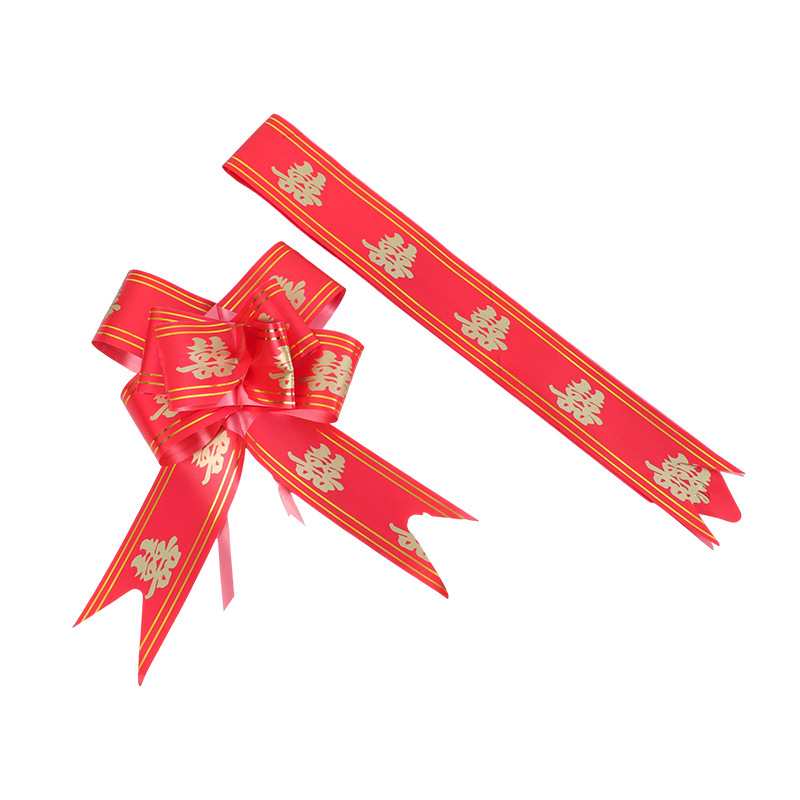 Decoración de la boda, mango de carro de flores, cinta de colores, embalaje de regalos de flores, arco de flores, mano de dibujo