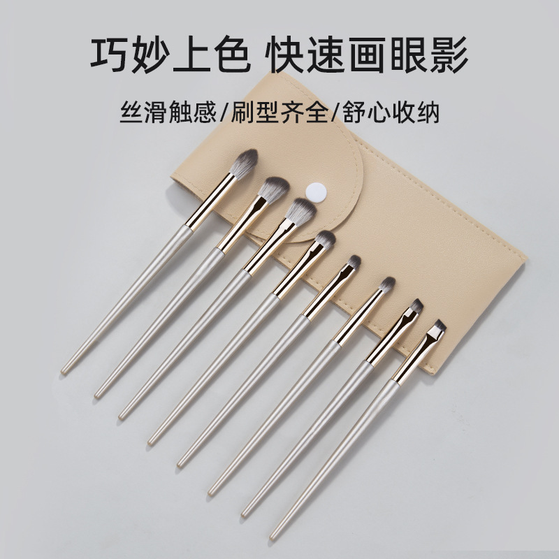 Cangzhou pelo suave cepillo de sombra de ojos traje 8 pinceles de maquillaje ojo principiante nariz sombra floreciente detalles delineador de ojos cepillo de cuchilla