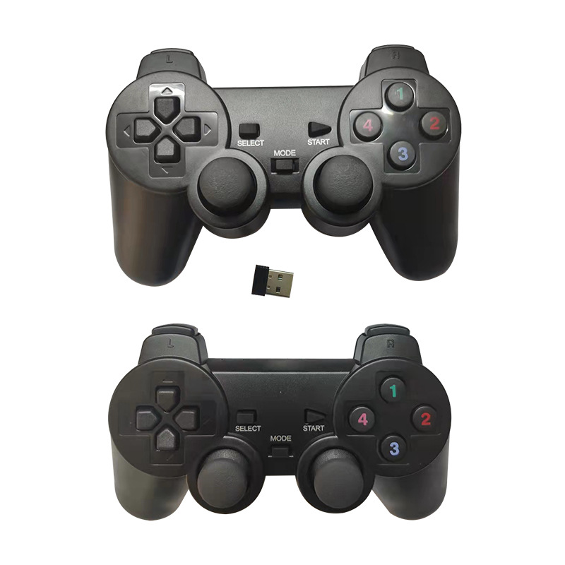 Ps2 forma un arrastre una manija del juego 2,4g inalámbrico dobles manejar PC TV box TV manija del juego