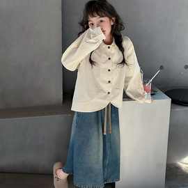 韩版春秋2025季新款套装女童洋气时髦衬衣马甲牛仔半身裙三件套潮