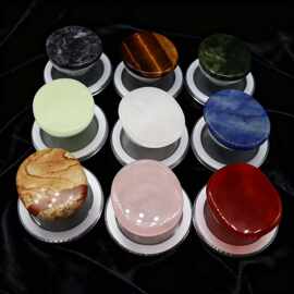 跨境热销天然水晶把玩手机桌面气囊支架机型通用批发可印logo