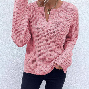 Amazon European and American Cross-Border Supply Large Size Knitted Pullover Autumn and Winter Sweater Loose Fashion Women's Knitted Sweater Long Sleeves