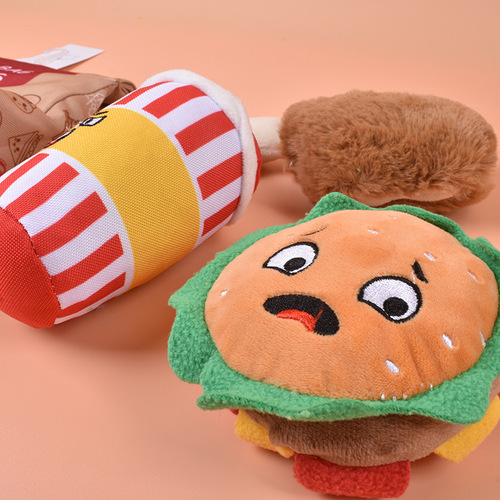 Dog toys, plush, sound-resistant, bite-resistant and molar-resistant, self-pleasure and boredom-relieving toy set, ringing paper, simulated food hiding toy