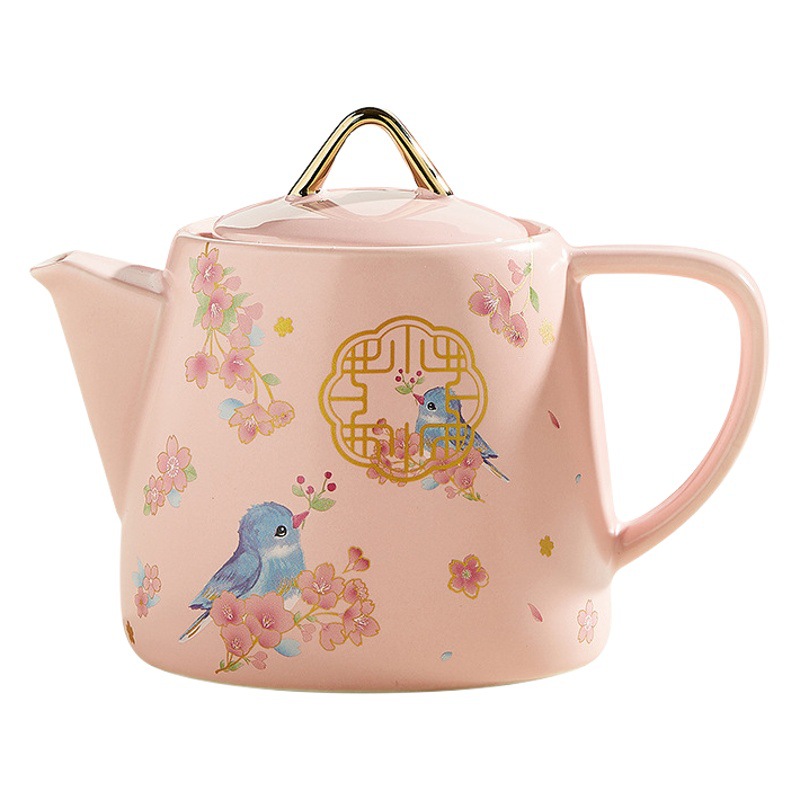 INS Rosa flor de cerezo tetera un Buck mismo estilo Ruyi tetera Día de San Valentín romántico juego de té traje regalo hogar