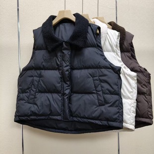 2025 New Winter Mall Same Style down Vest Lamb Wool Splicing Korean Style Lapel Loose Waistcoat Vest