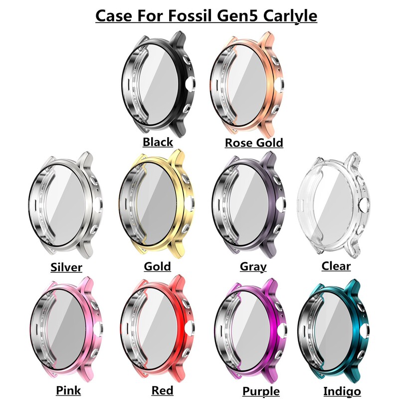 Suitable for Fossil Gen5 Carlyle Tpu Full-Cover Watch Case, Anti-Drop and Scratch-Resistant Protective Case, Full-Cover Anti-Scratch
