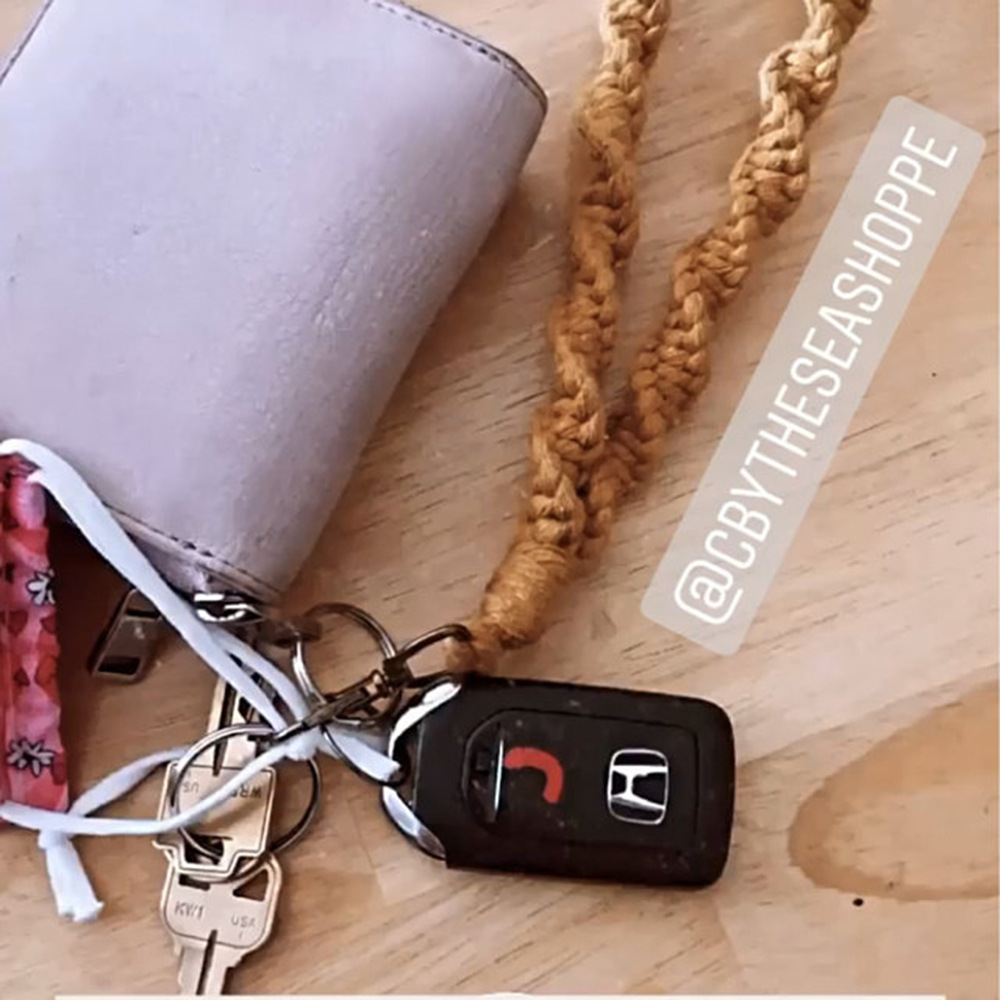 Creative New Cotton String Braided Bracelet Keychain Nordic Style Practical Business Gift Small Pendant Car Key Hanging display picture 1