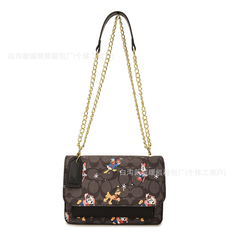 bags蔻家2025新款跨境简约印花单肩包女包拼色时尚风格单肩斜挎包|undefined
