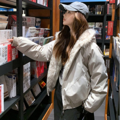 座山雕2025冬新款国潮宽松保暖加厚情侣款毛领羽绒棉服百搭外套女